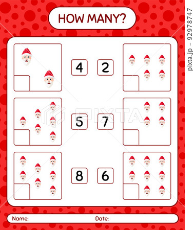 How many counting game with , santa claus. worksheet for preschool kids, kids activity sheet How many counting game with , santa claus. worksheet for preschool kids, kids activity sheet 92978747
