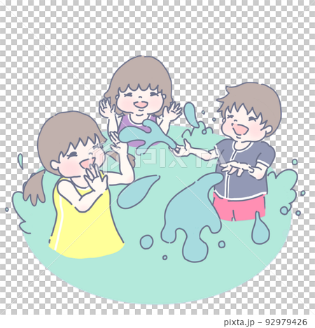 Children playing in the water in swimsuits (girls and boys private swimsuit ver) 92979426