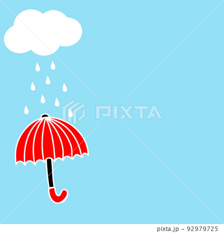 Red umbrella, clouds and rain in the blue sky background Red umbrella, clouds and rain in the blue sky background 92979725