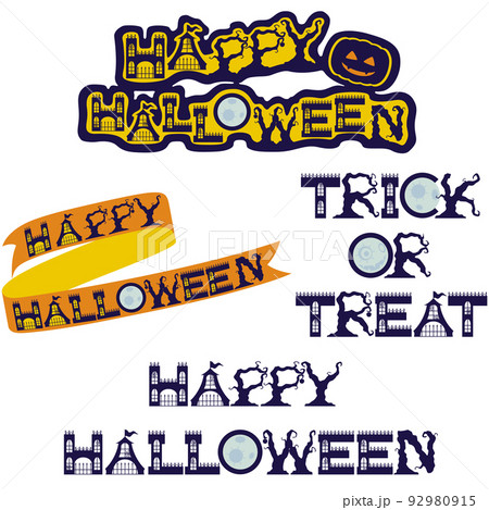 ハロウィンのロゴのセット ハロウィンのロゴのセット 92980915