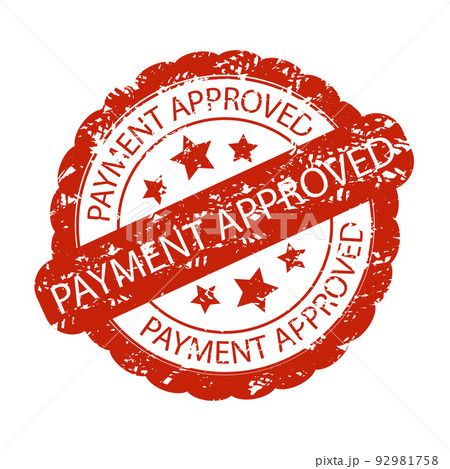 Payment approved rubber stamp for invoice and check 92981758