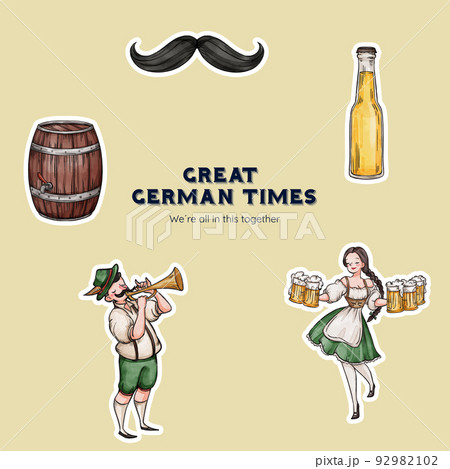 Sticker template with oktoberfest festive concept,watercolor style 92982102