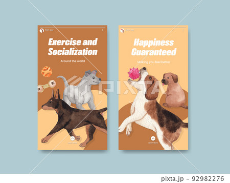 Instagram template with national fetch day concept,watercolor style 92982276