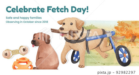 Blog head template with national fetch day concept,watercolor style 92982297