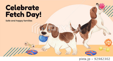 Blog head template with national fetch day concept,watercolor style 92982302