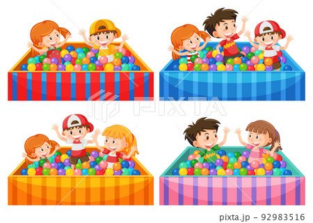 Children playing in the ball pit 92983516