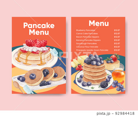 Menu template with happy pancake day concept,watercolor style 92984418