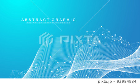Geometric abstract background with connected lines and dots. Connectivity flow point. Molecule and communication background. Graphic connection background for your design. Vector illustration. Geometric abstract background with connected lines and dots. Connectivity flow point. Molecule and communication background. Graphic connection background for your design. Vector illustration. 92984934