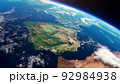 Cinematic space view of Europe, realistic planet Earth rotation in cosmos 92984938