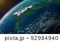 Cinematic space view of North America, realistic planet Earth rotation in cosmos 92984940