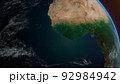 Africa continent of Planet Earth rotation a day from the space. Sunrise at Earth 92984942