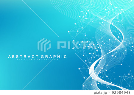 Geometric abstract background with connected lines and dots. Connectivity flow point. Molecule and communication background. Graphic connection background for your design. Vector illustration. 92984943