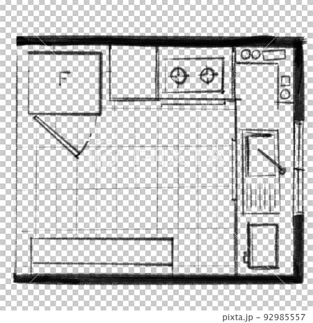 kitchen area house furniture plan top view hand drawn layout illustration kitchen area house furniture plan top view hand drawn layout illustration 92985557