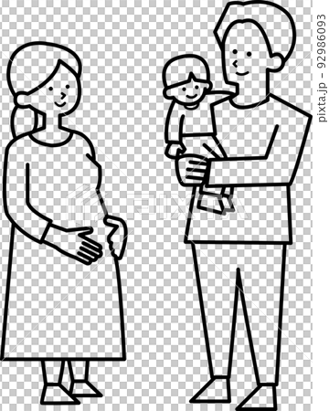 Illustration of a working mother line drawing only - Stock Illustration  [95395716] - PIXTA