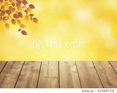 秋のイメージの背景 木のテーブルトップ 秋のイメージの背景 木のテーブルトップ 92986758