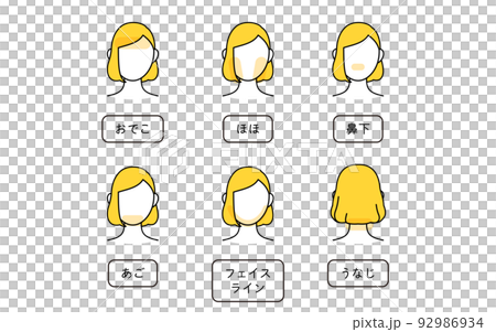 女性の脱毛イラスト 顔脱毛 女性の脱毛イラスト 顔脱毛 92986934