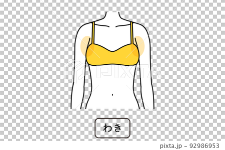 女性の脱毛イラスト パーツ別、わき 女性の脱毛イラスト パーツ別、わき 92986953