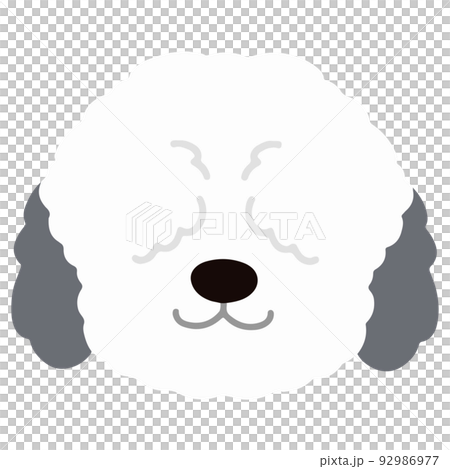 Illustration of the front face of a simple and cute Old English Sheepdog No main line Illustration of the front face of a simple and cute Old English Sheepdog No main line 92986977