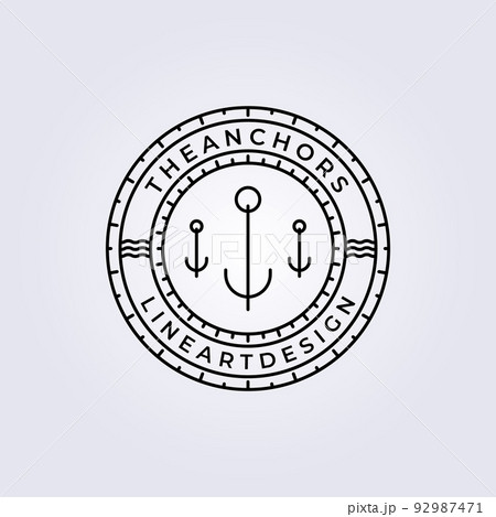 fresh fish, seafood logo vector illustration design, line art style logo design 92987471