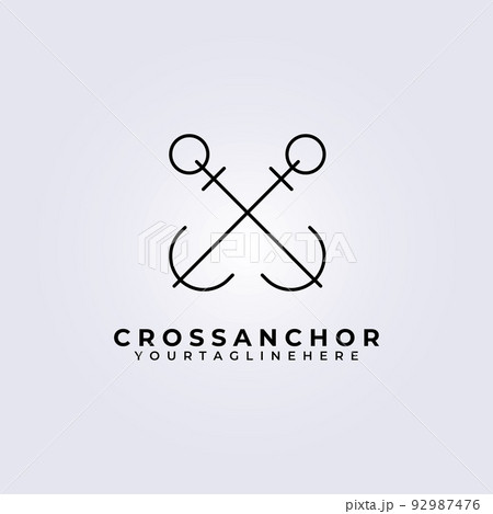 cross anchor line art logo vector illustration design cross anchor line art logo vector illustration design 92987476