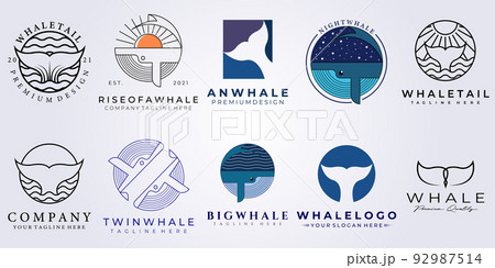 bundle whale tail set logo vector illustration design 92987514