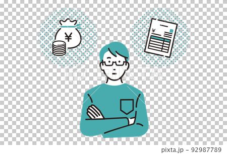 人物 インボイス制度について考える個人事業主の男性 人物 インボイス制度について考える個人事業主の男性 92987789