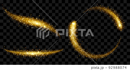 Tails of sparkle stardust in gold colors 92988074