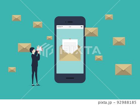 メールマーケティングで成功するビジネスマンのイラスト素材 92988185