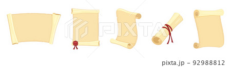 Scroll of ancient paper. Vector illustration of old parchment isolated on white. 92988812