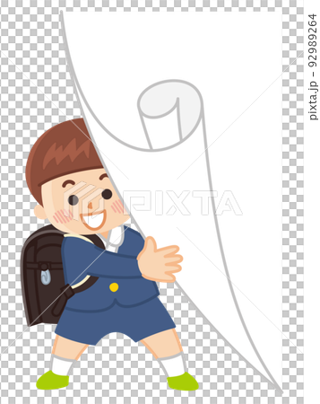 紙を捲る小学生の男の子 92989264