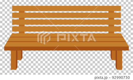 Illustration of a wooden bench in the park 92990730