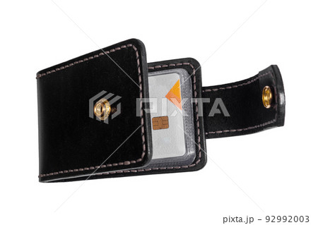 Open luxury craft business card holder case made of leather. Open luxury craft business card holder case made of leather. 92992003