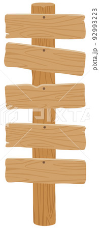 シンプルな木製の案内立て看板／四角い5枚の板タイプ（オーク素材風）