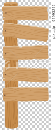 Simple wooden information signboard / type with logs pushed to the left (oak material style) 92993232