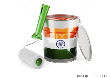 Indian flag on the paint can, 3D rendering 92993418