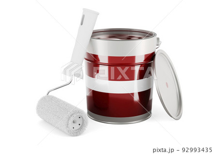 Latvian flag on the paint can, 3D rendering Latvian flag on the paint can, 3D rendering 92993435