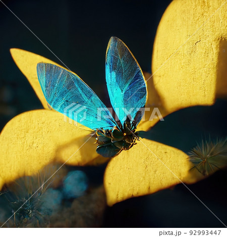 Digital art of butterfly sitting on flower Digital art of butterfly sitting on flower 92993447