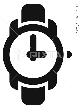 Watch black icon. Hand wrist clock symbol Watch black icon. Hand wrist clock symbol 92994017