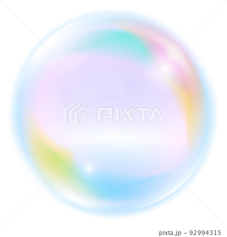 Rainbow color underwater bubble. Realistic water foam 92994315