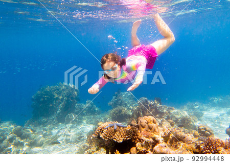 Child snorkeling. Kids underwater. Beach and sea. Child snorkeling. Kids underwater. Beach and sea. 92994448