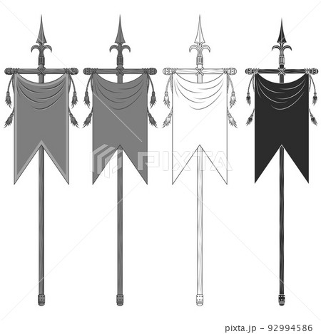 Medieval pennant design on a spear 92994586