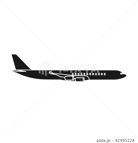 Airplane travel vector icon illustration transportation solid black. Aircraft symbol and fly plane transport isolated white 92995228