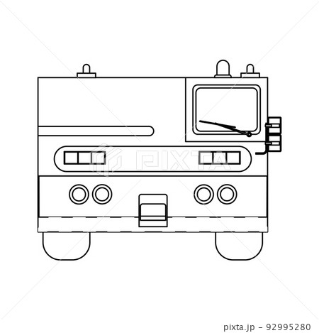Airport tow truck transportation vector icon illustration outline. Vehicle aviation service transport isolated white line thin 92995280