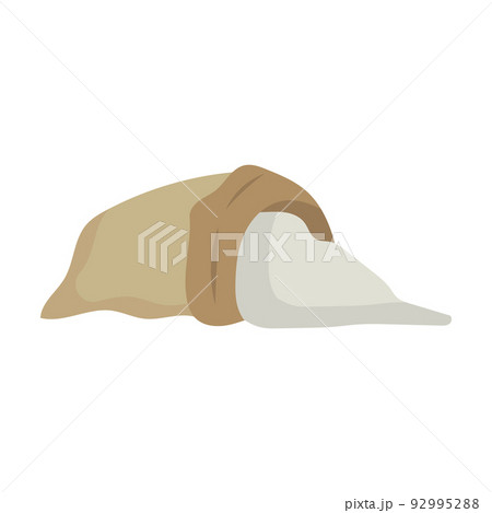 Sack or bag sand and rice seed. Farmer flour and potato pallet brown farming isolated vector illustration. Plant mill wheat agriculture and farm harvest icon. Cartoon harvesting product symbol 92995288
