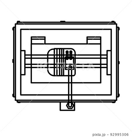 3D printer vector technology design icon outline. Engineering line manufacturing model from plastic and thin industry concept symbol. Innovation business illustration and print machine prototype 3D printer vector technology design icon outline. Engineering line manufacturing model from plastic and thin industry concept symbol. Innovation business illustration and print machine prototype 92995306