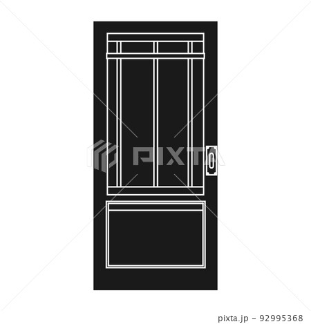 Door entrance vector illustration house solid black. Doorway interior exit isolated white and front architecture room 92995368