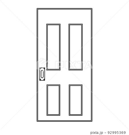 Door entrance vector illustration house outline. Doorway interior exit isolated white and front architecture room line thin 92995369