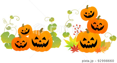 ハロウィンカボチャのカット_2パターン 92998660