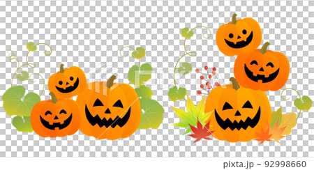 ハロウィンカボチャのカット_2パターン 92998660