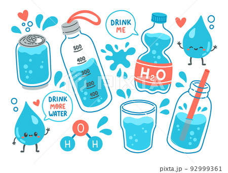 Drink more water set h2o vector illustration Drink more water set h2o vector illustration 92999361